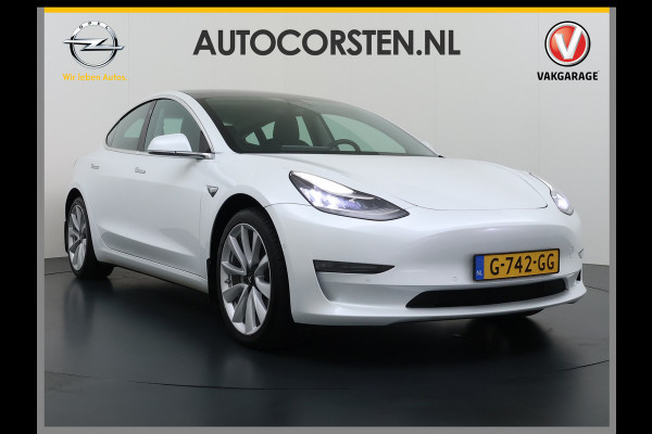 Tesla Model 3 Long Range AWD 75kWh Facelift Warmtepomp Lmv 19" AutoPilot Leder Panoramadak Adaptive-Cruise Camera's Elektr.-Stuur+Stoelen+Spie Navi LED DAB Voorverwarmen interieur Keyless One-Pedal-Drive 4WD SOH 87% Origineel Nederlandse Auto Fabrieksgarantie op Accu en Motor tot 27-09-2027/192.00km