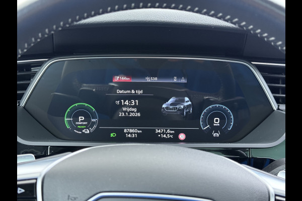 Audi e-tron 313pk Quattro Soh 91% Leer PanoDak Adaptive.Cruise Camera Elek.Stoelen+Memory+Verwarmd Navi Ecc Pdc Stoelverwarming Elek.Achterklep AWD Led Bluetooth Rijstrooksensor WiFi Lmv 4WD Business Edition Plus 71kWh Origineel Nederlandse Auto 1800kg trekvermogen!