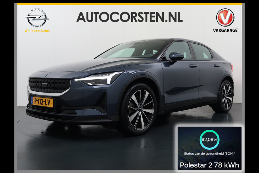 Polestar 2 69kWh SOH 92% Navi Ecc Camera Cruise Control Pdc Stoelverwarming Apple Carplay Android Auto Standard Range Single Motor Elek.Achterklep Lmv 19" Led Isofix Memory Elek.Stoel Keyless Rijstrooksensor 100% Dealeronderhouden