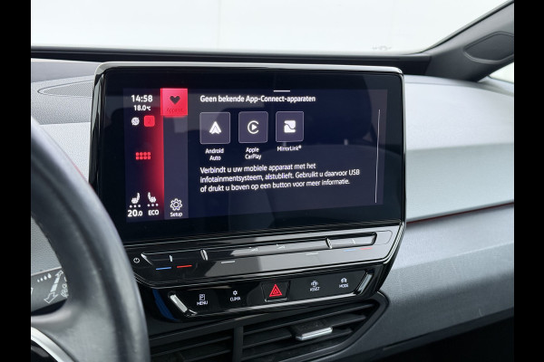 Volkswagen ID.3 First Max 62kWh Pano-Dak Adap.Cruise Camera Elek.Stoelen 20"lm Navi Ergo Active Ecc Keyless Advanced Head-Up Matrix-Led SOH 91% Stuur+Stoelverwarming Led-a-licht dynamisch Apple Carplay/Android Auto Dodehoek detector Dealeronderhouden 1e Eigenaar Origineel Nederlandse Auto