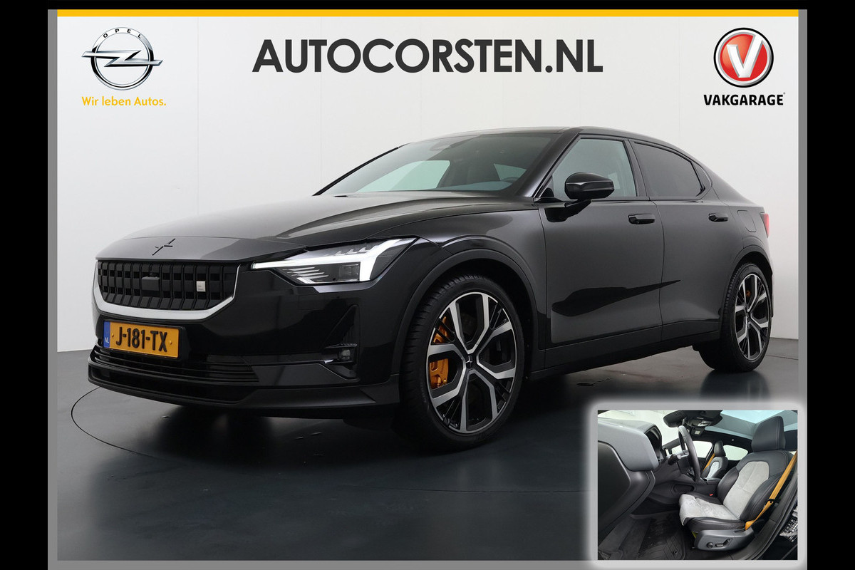 Polestar 2 PERFORMANCE LR AWD Soh 91% 78kWh Adap.Cruise Panoramadak Harman&Kardon® Leder-Alcantara Navi Ecc Apple Carplay Android Auto 360° SOH 91% 4WD Stuur-Stoel-Achterbankverwarming Elek.Achterklep Privacy Glas Lmv 20" Led Dodehoekdetectie Rijstrooksensor Wifi 1e Eigenaar Origineel Nederlandse Auto