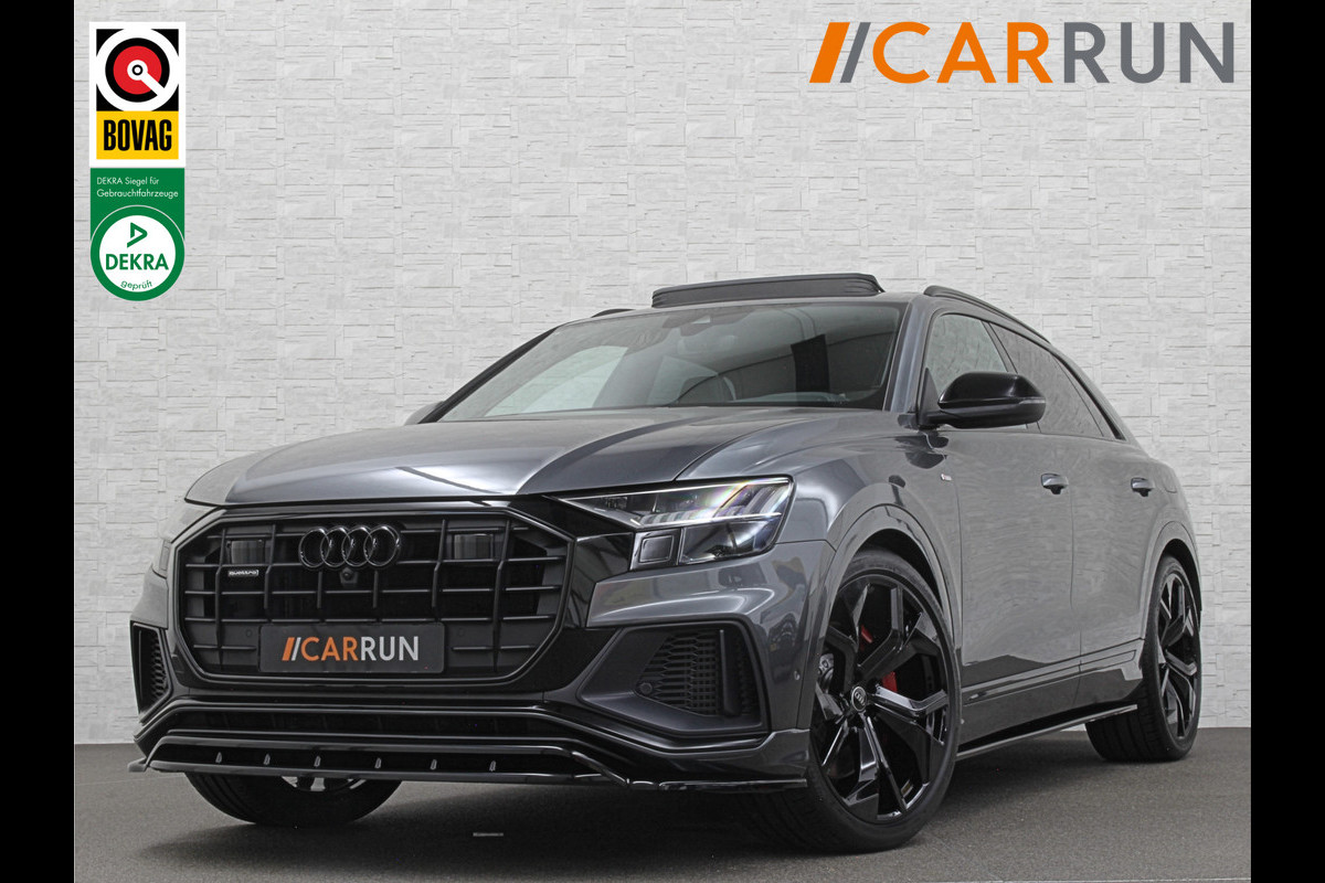 Audi Q8 60e 462PK Competition | RS-Stoelen | 360 Camera | ACC | Carbon | Panorama | Massage | Ventilatie | B&O Sound | Matrix-LED | Luchtvering | Alcantara Hemelbekleding | Stoelverwarming V+A | Sfeerverlichting | Keyless-Entry | ISO-Glas | Zonwering | Standkachel | Autom. Parkeren | Carplay | Stuurwielverwarming | Draadloos Laden |
