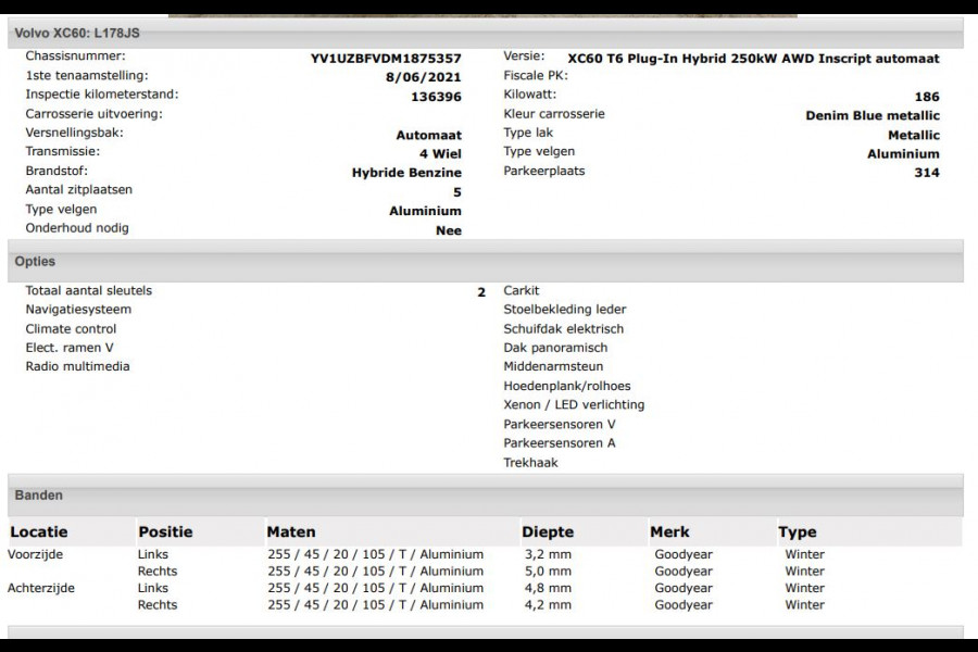 Volvo XC60 2.0 T6 Hybride AWD Inscription / Panoramadak / Trekhaak / Leder lux./Stuur-Stoelverw / Pdc+camera / Audio & Park Ass./ Lighting / Apk 06-2027