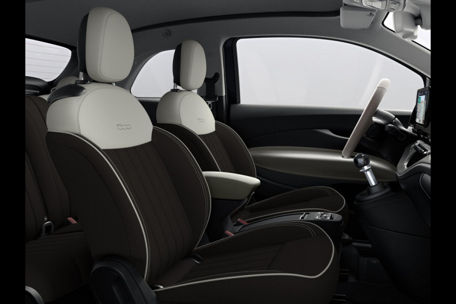 Fiat 500C Hybrid La Prima Cabrio | Clima | LED | PDC | JBL Premium Audio | 17" | Camera | BSM | Canneloni Ivory/Piombo interieur
