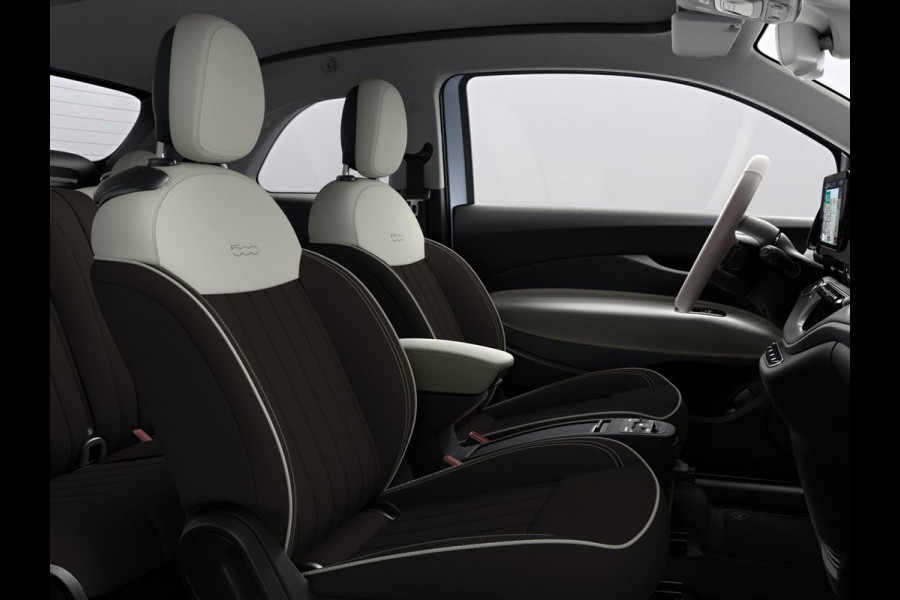 Fiat 500C Hybrid La Prima Cabrio | Clima | LED | PDC | JBL Premium Audio | 17" | Camera | BSM | Canneloni Ivory/Piombo interieur