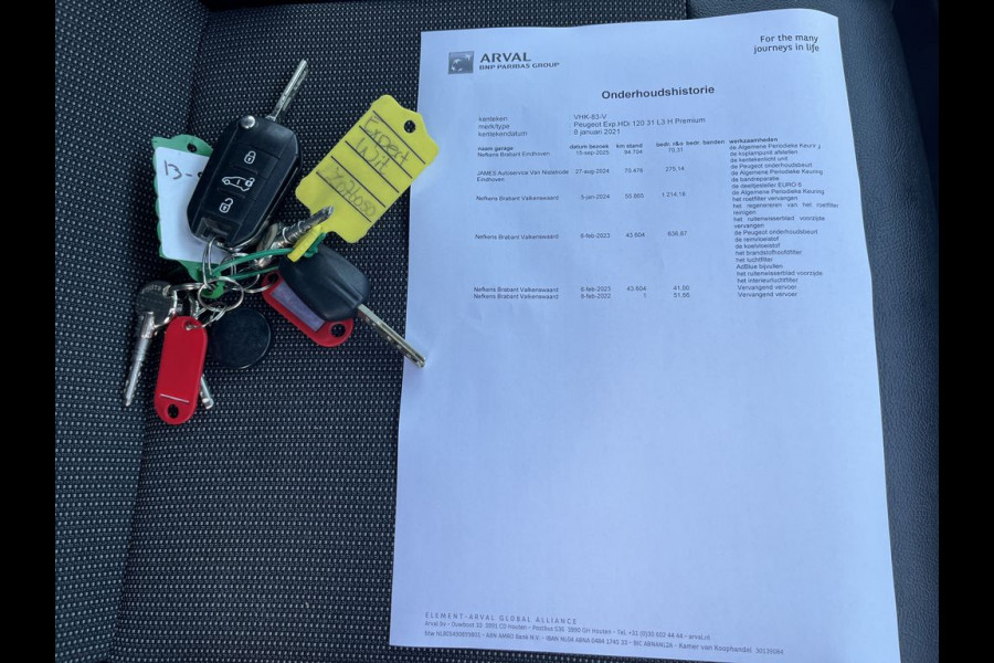 Peugeot Expert 2.0 HDI E6 123pk Premuim Long, 3p Lease €276 p/m, Airco, PDC, Carplay, Camera, Onderhouds historie aanwezig