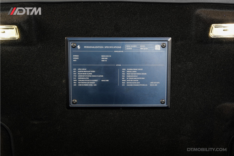 Ferrari 488 3.9 Spider HELE | Daytona Racing Seats | Passenger Display | Nose Lift |