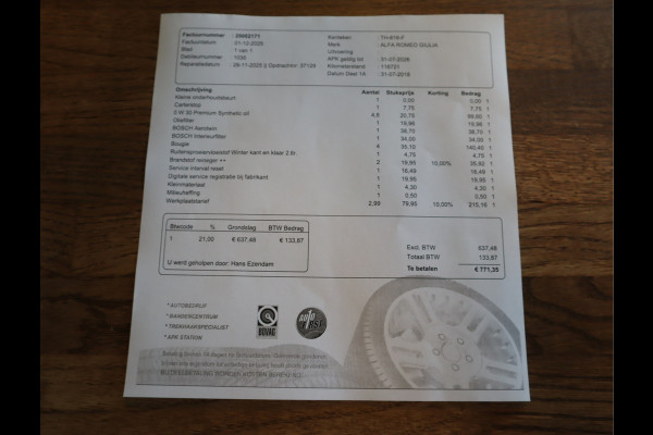 Alfa Romeo Giulia 2.0T Super Adaptive CC / Navi/ Camera /Pdc / Carplay /Stoel/Stuurverw / Automaat