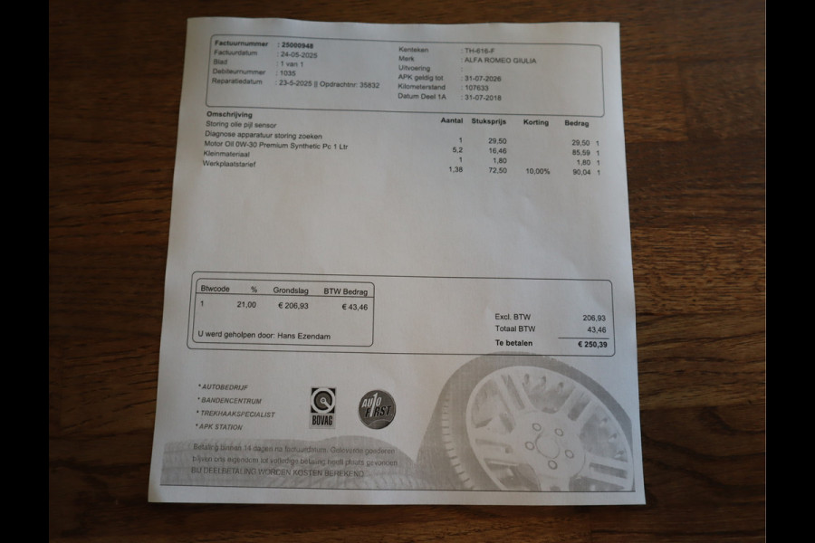 Alfa Romeo Giulia 2.0T Super Adaptive CC / Navi/ Camera /Pdc / Carplay /Stoel/Stuurverw / Automaat