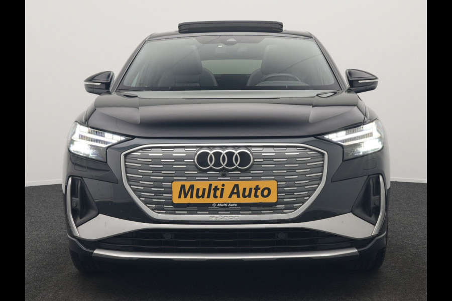 Audi Q4 e-tron 50 Quattro S Line 77 kWh 300pk Dealer O.H. | Trekhaak Af Fabriek | Panodak | Adaptive Cruise | Head Up | Camera | Matrix LED | Lederen Sportstoelen Verwarmd | Sfeerverlichting | Apple Carplay | Keyless | Blis | 20"L.M | Navigatie |