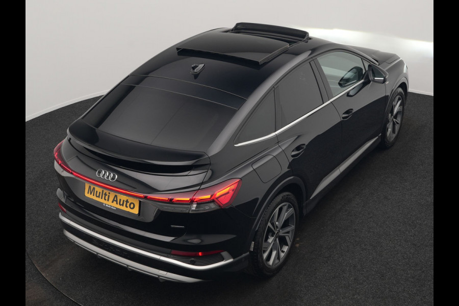 Audi Q4 e-tron 50 Quattro S Line 77 kWh 300pk Dealer O.H. | Trekhaak Af Fabriek | Panodak | Adaptive Cruise | Head Up | Camera | Matrix LED | Lederen Sportstoelen Verwarmd | Sfeerverlichting | Apple Carplay | Keyless | Blis | 20"L.M | Navigatie |