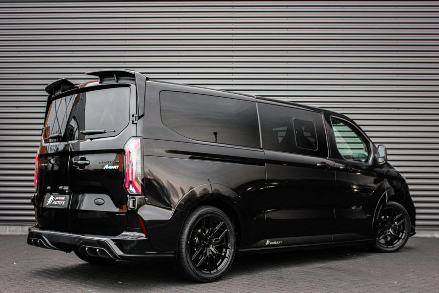 Ford Transit Custom 320 2.0 TDCI L2H1 MS-RT DC AWD DUBBEL CABINE BPM VRIJ / KUIPSTOELEN / DIRECT RIJDEN / NAVIGATIE / FULL BLACK