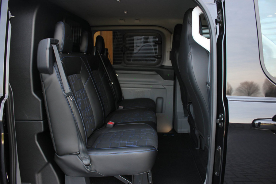 Ford Transit Custom 320 2.0 TDCI L2H1 MS-RT DC AWD DUBBEL CABINE BPM VRIJ / KUIPSTOELEN / DIRECT RIJDEN / NAVIGATIE / FULL BLACK