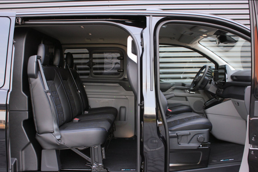Ford Transit Custom 320 2.0 TDCI L2H1 MS-RT DC AWD DUBBEL CABINE BPM VRIJ / KUIPSTOELEN / DIRECT RIJDEN / NAVIGATIE / FULL BLACK