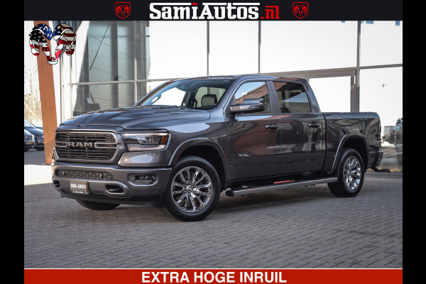 Dodge Ram 1500 LARAMIE SPORT | 5.7 V8 4X4 | 12 INCH MULTIMEDIA | MEMORY SEAT | BED STEP | 3500KG | GRANITE CRYSTAL | PRINS LPG | CRUISE | FULL LED | ALARM K3 | UITLAAT KLEP SYSTEEM ALS NIEUW!