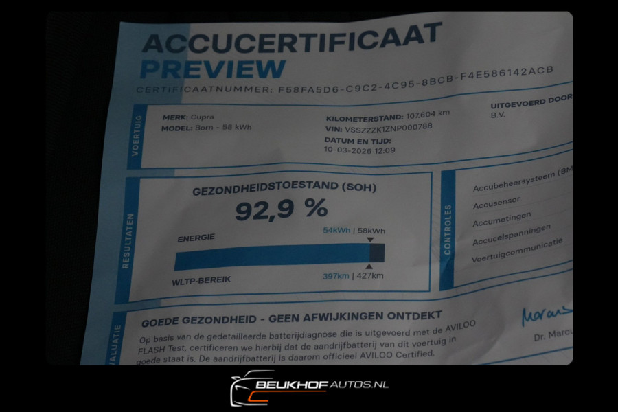 CUPRA Born Business One 62 kWh Carplay Cruise Camera Soh93%