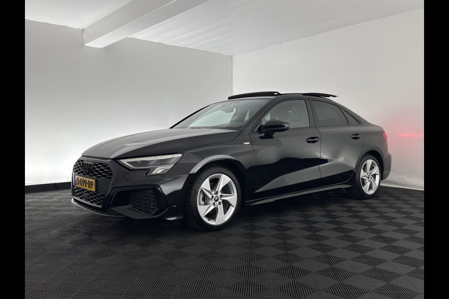 Audi A3 Limousine 35 TFSI S-edition (INCL-BTW) Aut. *PANO | ADAPTIVE-CRUISE | LEATHER-FABRIC | FULL-LED | DIGI-COCKPIT | AMBIENT-LIGHT | SPORT-SEATS | DIGI-COCKPIT | NAVI-FULLMAP | PRIVACY-GLASS | SHIFT-PADDLES | DAB+ | ECC | P