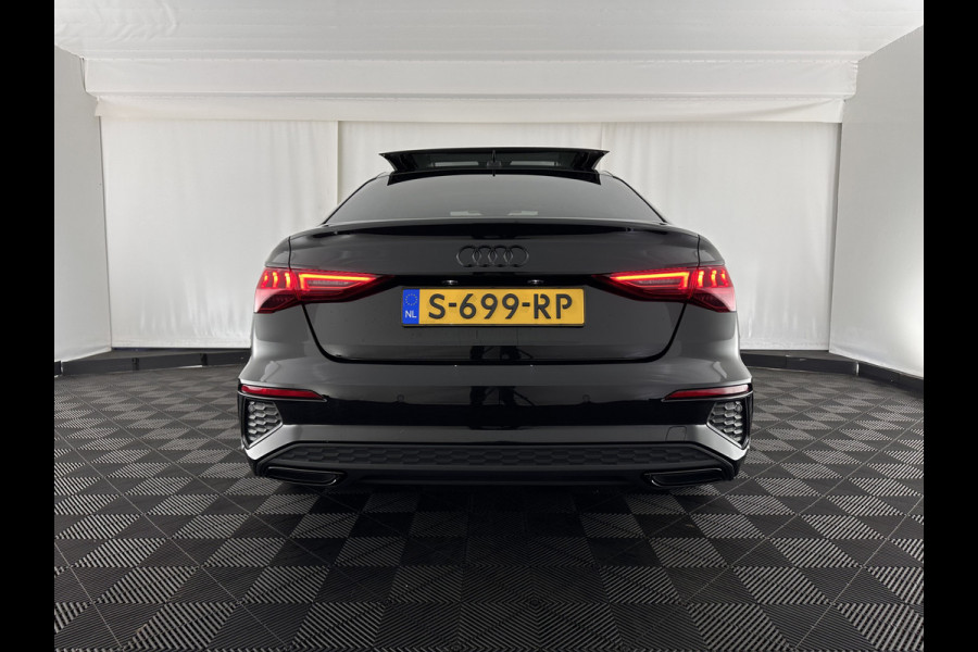 Audi A3 Limousine 35 TFSI S-edition (INCL-BTW) Aut. *PANO | ADAPTIVE-CRUISE | LEATHER-FABRIC | FULL-LED | DIGI-COCKPIT | AMBIENT-LIGHT | SPORT-SEATS | DIGI-COCKPIT | NAVI-FULLMAP | PRIVACY-GLASS | SHIFT-PADDLES | DAB+ | ECC | P