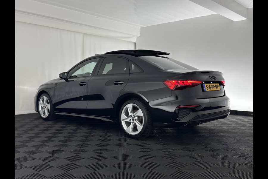 Audi A3 Limousine 35 TFSI S-edition (INCL-BTW) Aut. *PANO | ADAPTIVE-CRUISE | LEATHER-FABRIC | FULL-LED | DIGI-COCKPIT | AMBIENT-LIGHT | SPORT-SEATS | DIGI-COCKPIT | NAVI-FULLMAP | PRIVACY-GLASS | SHIFT-PADDLES | DAB+ | ECC | P