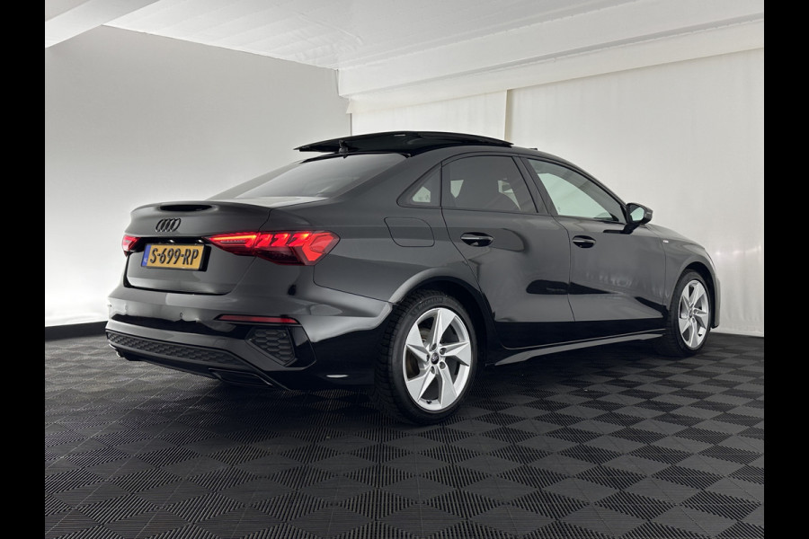 Audi A3 Limousine 35 TFSI S-edition (INCL-BTW) Aut. *PANO | ADAPTIVE-CRUISE | LEATHER-FABRIC | FULL-LED | DIGI-COCKPIT | AMBIENT-LIGHT | SPORT-SEATS | DIGI-COCKPIT | NAVI-FULLMAP | PRIVACY-GLASS | SHIFT-PADDLES | DAB+ | ECC | P