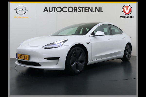 Tesla Model 3 SR+ 325PK AutoPilot Leer Pano-Dak Adaptive Cruise Lmv 18" Camera's Elektr.-Stuur+Stoelen+Spiegels+Geheugen+Easy-Entry+Verwarmde  Soh 85% Ecc Navi Led DAB Voorverwarmen interieur via App Keyless One-Pedal-Drive 1e Eigenaar Origineel Nederlands Fabrieksgarantie op Accu en Motor tot 28-9-2028/160.000KM