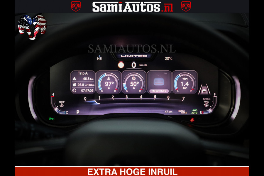 Dodge Ram Limited H.O 540HP 706Nm | Massage + Full Option | De Meest Luxe en Volle Pick-Up in zijn Klasse | Comfortabele Dubbele Cabine met Royale 5 Zitplaatsen | BPM vrij | Nu Leverbaar uit Voorraad | Voorraad Nr 2304 - 8540