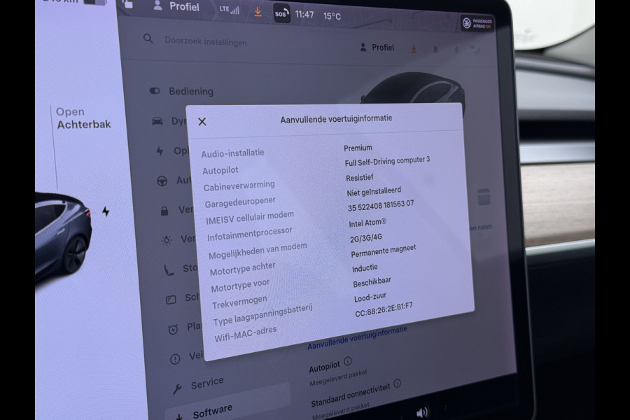 Tesla Model 3 Long Range AWD 75kWh Trekhaak AutoPilot Leeer Pano-dak Adaptive-Cruise Camera's Elektr.-Stuur+Stoelen+Spiegels+Geheugen+Easy-Ent Navi LED DAB Voorverwarmen interieur Keyless One-Pedal-Drive 4WD SOH 86% 1.000KG Trekgewicht Origineel Nederlandse Auto Fabrieksgarantie op Accu en Motor tot 19-12-2027/192.00km € 60.430 nieuw!