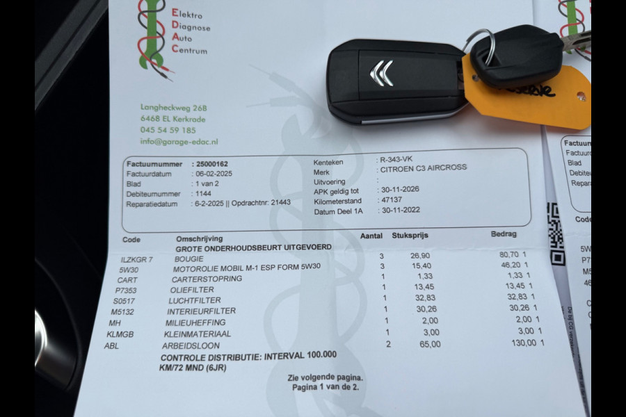 Citroën C3 Aircross 1.2 110pk Shine, NAP, CarPlay, LED, Camera, Navigatie