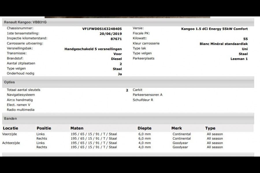 Renault Kangoo 1.5 DCi Euro6 75PK Energy Comfort Airco / Navigatie / Pdc. / Radio multimedia / Apk 01-2027