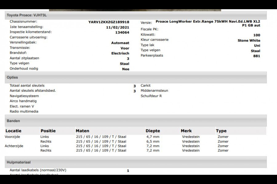 Toyota PROACE Electric Worker L2 Extra Range 75KWh / SOH 90% / 3Pers. / Navigatie / Airco / Bedrijfswagen inrichting / Apk 02-2027