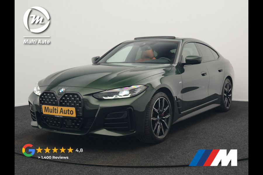 BMW 4 Serie Coupé 430i M Sport 245pk Dealer O.H Sanremo Green | Panodak | Lederen Competition Stoelen Memory & Verwarmd | Adaptive Onderstel | 360 Camera | Harman & Kardon | 19" L.M | Carbon | Apple Carplay | Navigatie | Blis | Virtual | DAB |
