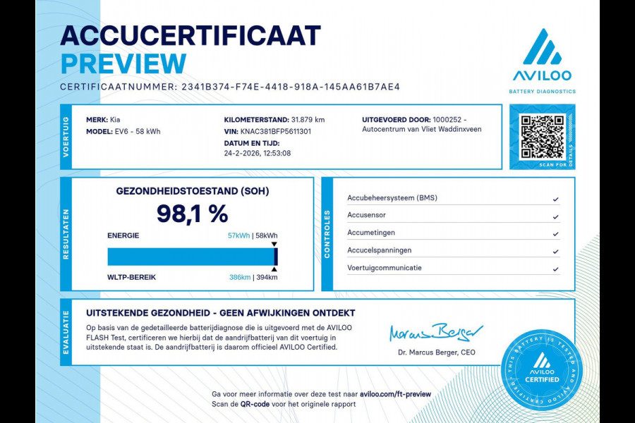 Kia Ev6 Plus 58 kWh | SOH 98,1% | Clima | Adapt. Cruise | Camera | Apple Carplay | Stoel, Stuur & Achterbank Verw. | Warmtepomp | Navi | 19" | Keyless | Elektr. A-klep | BSM