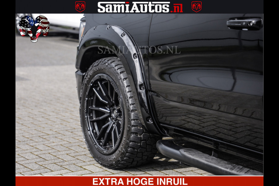 Dodge Ram 1500 HULK | 5.7 V8 | STRIPING | LUCHT VERING | LARAMIE SPORT BLACK ON BLACK | MEGA DIK | CREW CAB DUBBELE CABINE | 5 PERSOONS | DC | DIKKE WILEN | WIDE BODY |