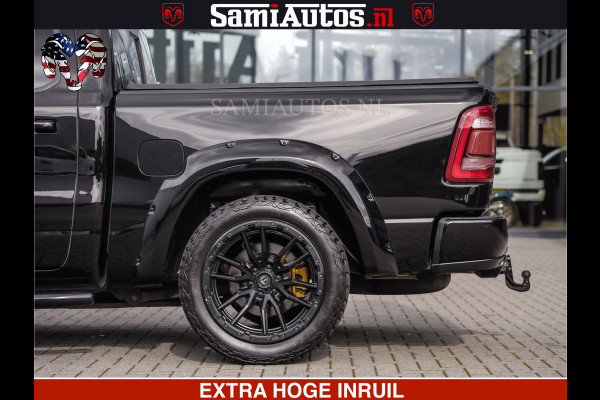 Dodge Ram 1500 HULK | 5.7 V8 | STRIPING | LUCHT VERING | LARAMIE SPORT BLACK ON BLACK | MEGA DIK | CREW CAB DUBBELE CABINE | 5 PERSOONS | DC | DIKKE WILEN | WIDE BODY |