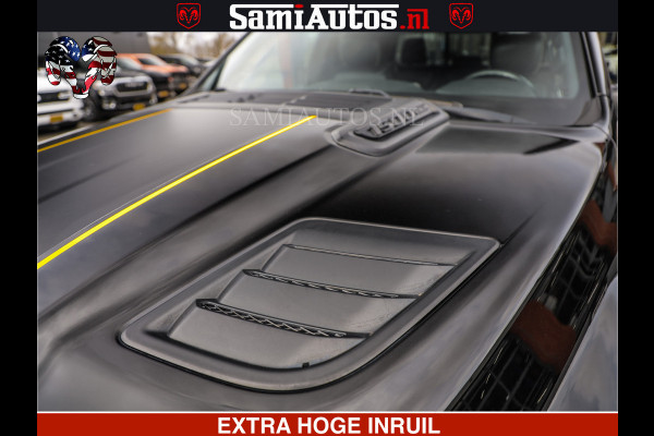 Dodge Ram 1500 HULK | 5.7 V8 | STRIPING | LUCHT VERING | LARAMIE SPORT BLACK ON BLACK | MEGA DIK | CREW CAB DUBBELE CABINE | 5 PERSOONS | DC | DIKKE WILEN | WIDE BODY |