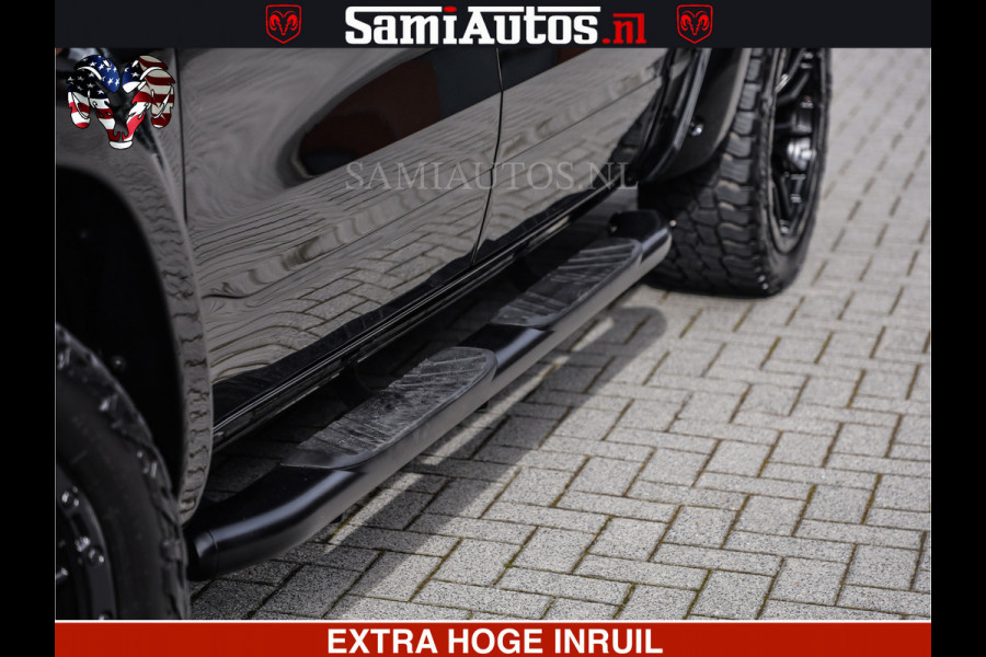 Dodge Ram 1500 HULK | 5.7 V8 | STRIPING | LUCHT VERING | LARAMIE SPORT BLACK ON BLACK | MEGA DIK | CREW CAB DUBBELE CABINE | 5 PERSOONS | DC | DIKKE WILEN | WIDE BODY |