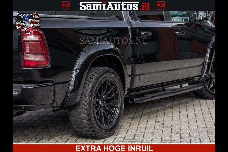 Dodge Ram 1500 HULK | 5.7 V8 | STRIPING | LUCHT VERING | LARAMIE SPORT BLACK ON BLACK | MEGA DIK | CREW CAB DUBBELE CABINE | 5 PERSOONS | DC | DIKKE WILEN | WIDE BODY |