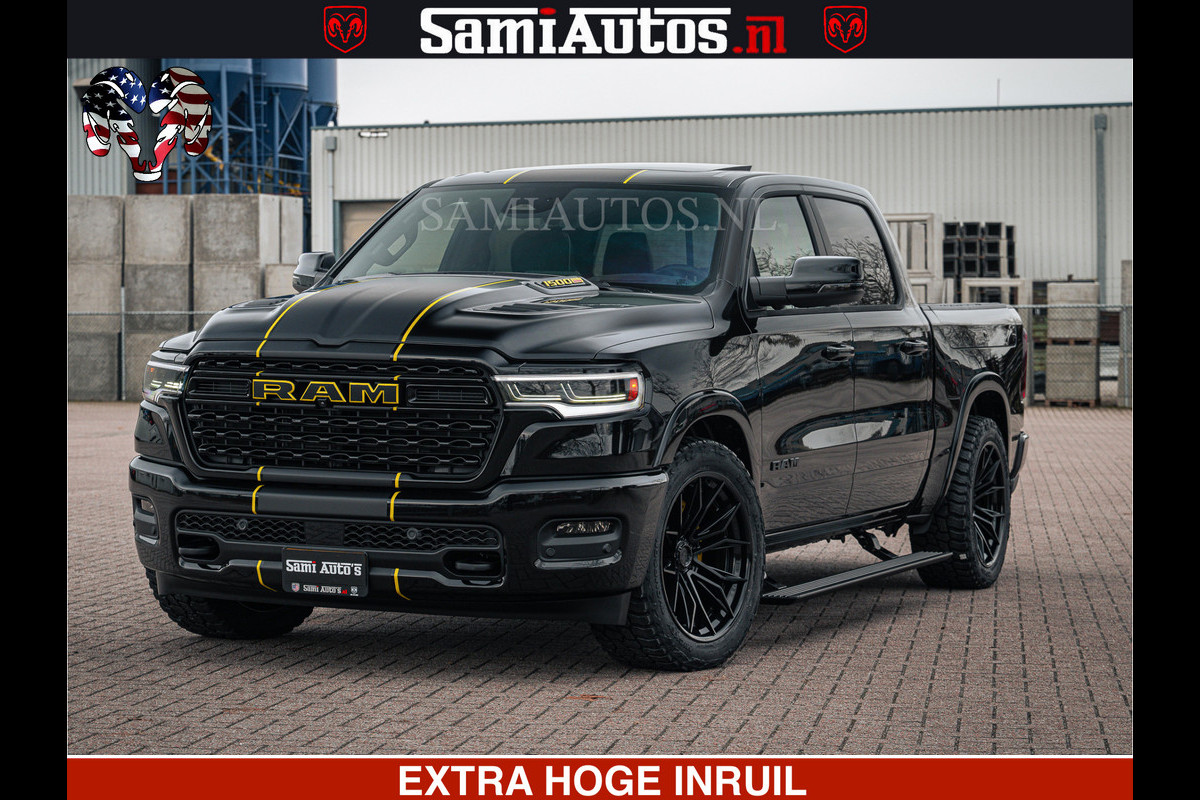 Dodge Ram 1500 Limited Night H.O 540HP 706Nm | Massage + Full Option | De Meest Luxe en Volle Pick-Up in zijn Klasse | Comfortabele Dubbele Cabine met Royale 5 Zitplaatsen | BPM vrij | Nu Leverbaar uit Voorraad | Voorraad Nr 2295 - 8559