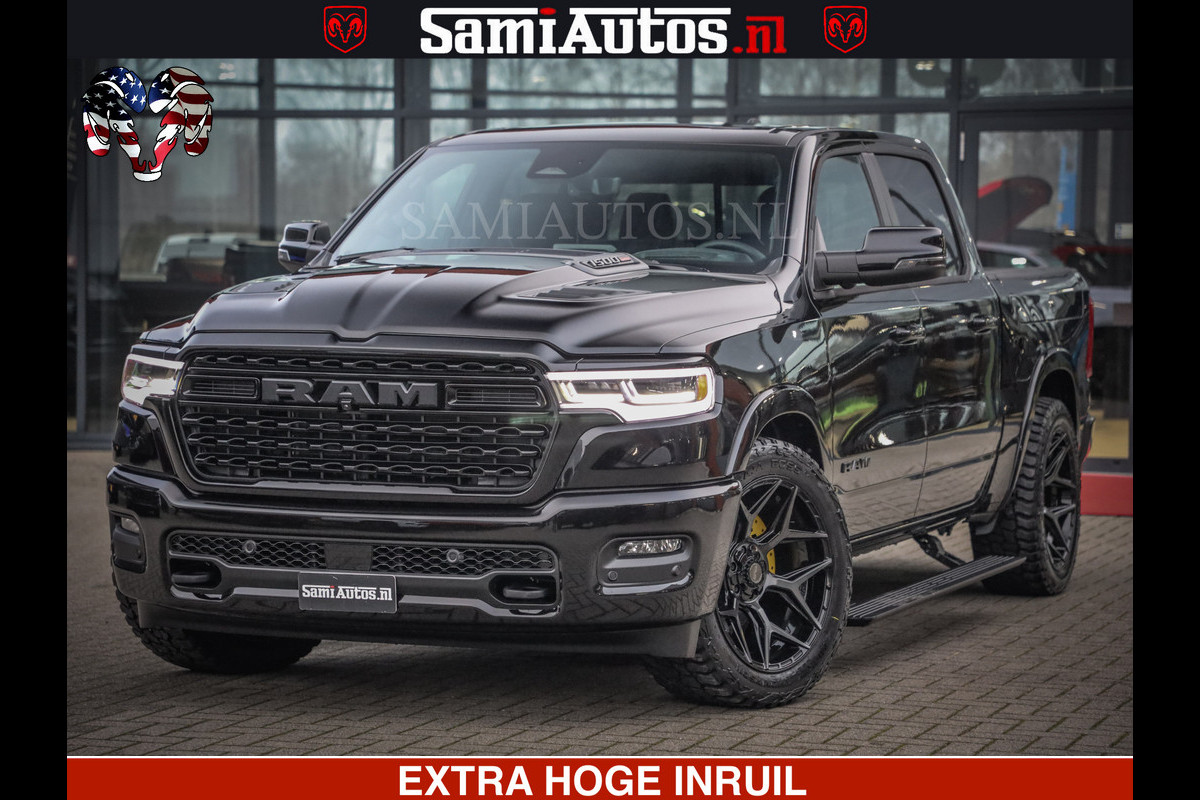Dodge Ram LIMITED NIGHT H.O 540 PK 706 Nm | XB9 | MASSAGE | BOM VOL | CREW CAB | DUBBELE CABINE | GRIJSKENTEKEN | 5 PERSOONS | DE MEEST LUXUEUZE en BEGEERDE Pick-up