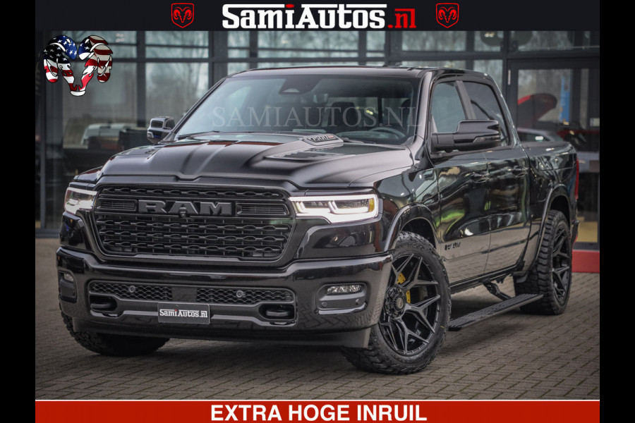 Dodge Ram LIMITED NIGHT H.O 540 PK 706 Nm | XB9 | MASSAGE | BOM VOL | CREW CAB | DUBBELE CABINE | GRIJSKENTEKEN | 5 PERSOONS | DE MEEST LUXUEUZE en BEGEERDE Pick-up