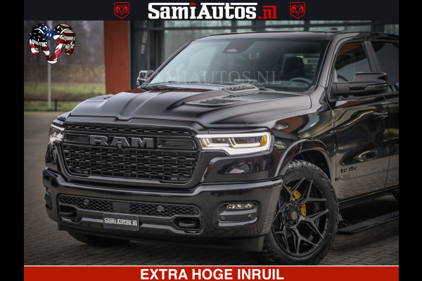 Dodge Ram LIMITED NIGHT H.O 540 PK 706 Nm | XB9 | MASSAGE | BOM VOL | CREW CAB | DUBBELE CABINE | GRIJSKENTEKEN | 5 PERSOONS | DE MEEST LUXUEUZE en BEGEERDE Pick-up