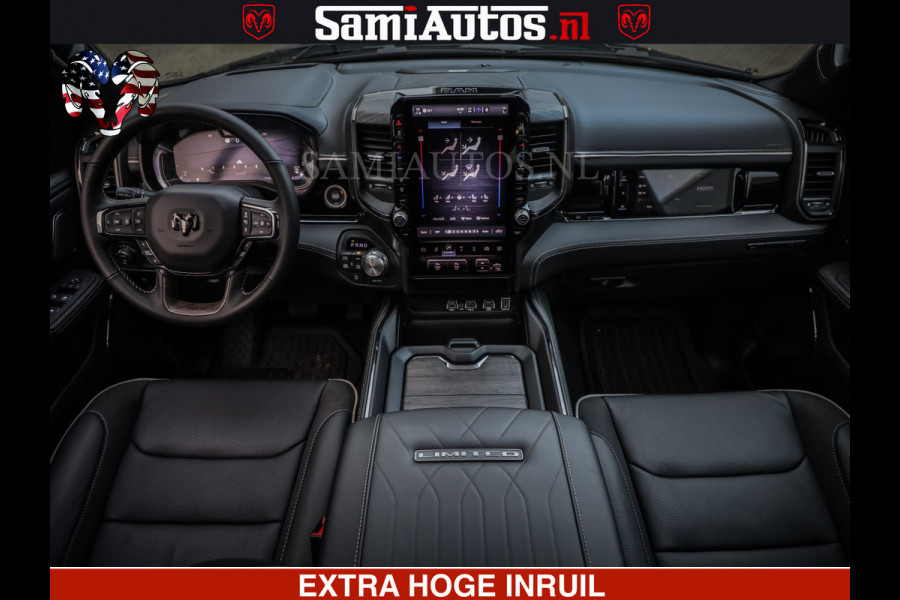 Dodge Ram LIMITED NIGHT H.O 540 PK 706 Nm | XB9 | MASSAGE | BOM VOL | CREW CAB | DUBBELE CABINE | GRIJSKENTEKEN | 5 PERSOONS | DE MEEST LUXUEUZE en BEGEERDE Pick-up