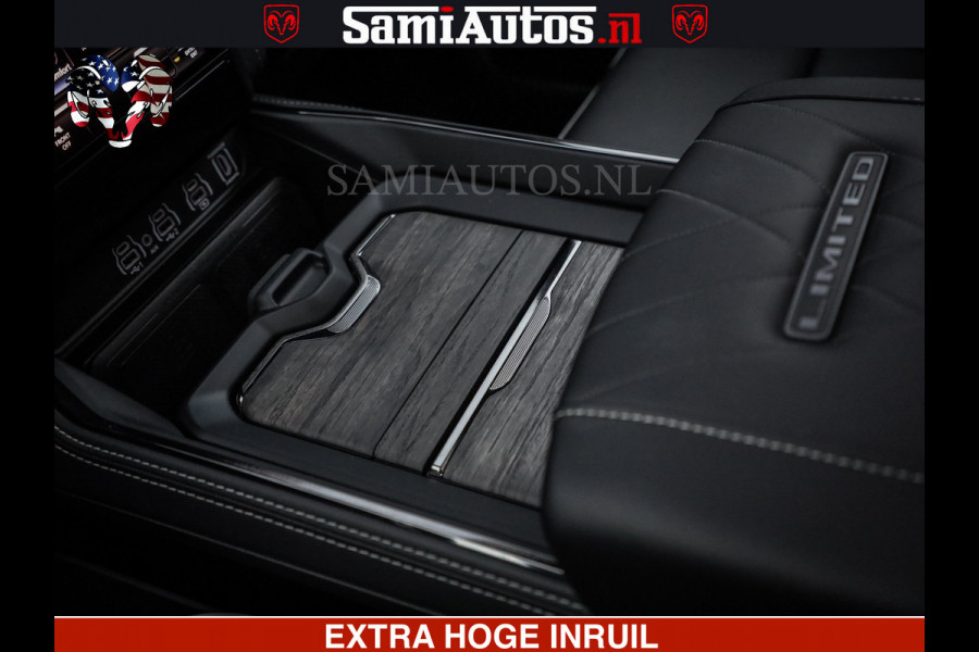 Dodge Ram LIMITED NIGHT H.O 540 PK 706 Nm | XB9 | MASSAGE | BOM VOL | CREW CAB | DUBBELE CABINE | GRIJSKENTEKEN | 5 PERSOONS | DE MEEST LUXUEUZE en BEGEERDE Pick-up