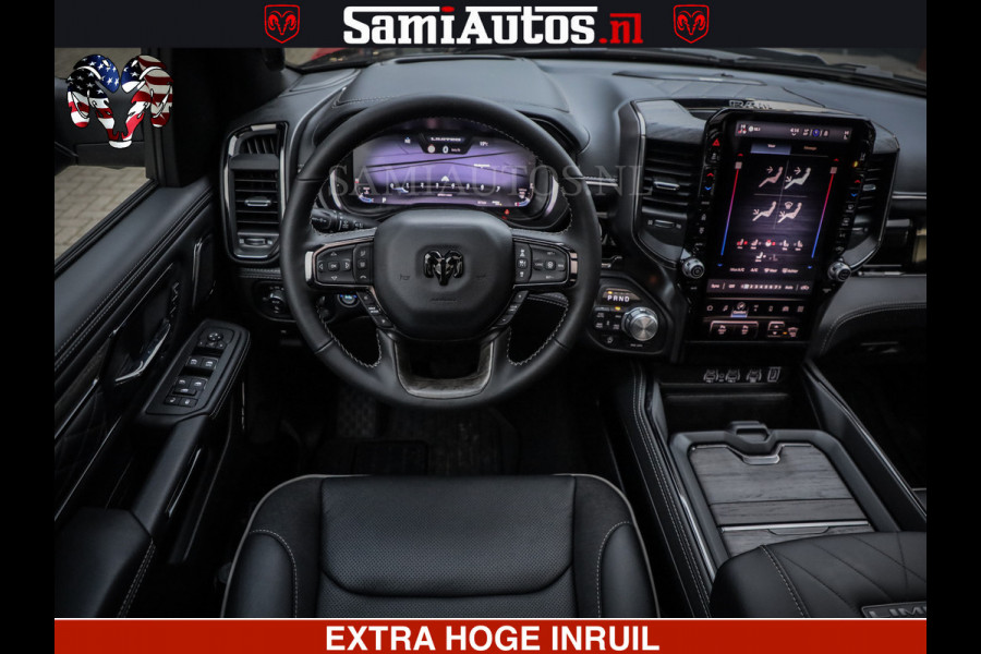 Dodge Ram LIMITED NIGHT H.O 540 PK 706 Nm | XB9 | MASSAGE | BOM VOL | CREW CAB | DUBBELE CABINE | GRIJSKENTEKEN | 5 PERSOONS | DE MEEST LUXUEUZE en BEGEERDE Pick-up