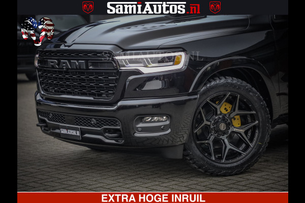 Dodge Ram LIMITED NIGHT H.O 540 PK 706 Nm | XB9 | MASSAGE | BOM VOL | CREW CAB | DUBBELE CABINE | GRIJSKENTEKEN | 5 PERSOONS | DE MEEST LUXUEUZE en BEGEERDE Pick-up