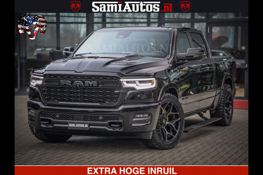 Dodge Ram LIMITED NIGHT H.O 540 PK 706 Nm | XB9 | MASSAGE | BOM VOL | CREW CAB | DUBBELE CABINE | GRIJSKENTEKEN | 5 PERSOONS | DE MEEST LUXUEUZE en BEGEERDE Pick-up