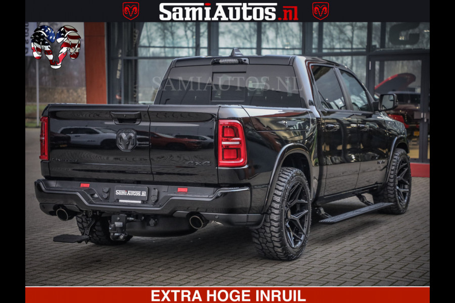 Dodge Ram LIMITED NIGHT H.O 540 PK 706 Nm | XB9 | MASSAGE | BOM VOL | CREW CAB | DUBBELE CABINE | GRIJSKENTEKEN | 5 PERSOONS | DE MEEST LUXUEUZE en BEGEERDE Pick-up