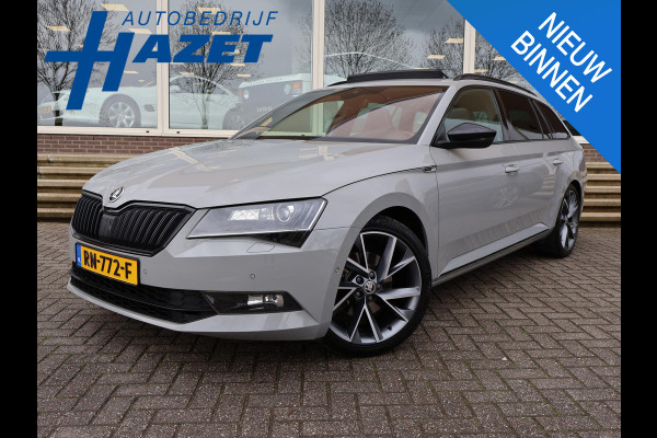 Škoda Superb Combi 1.4 TSI ACT 150 PK SPORTLINE DSG AUT. *STEEL GREY* + WEGKL. TREKHAAK | PANORAMA | 19 INCH | CANTON | ADAPTIVE CRUISE | ALCANTARA