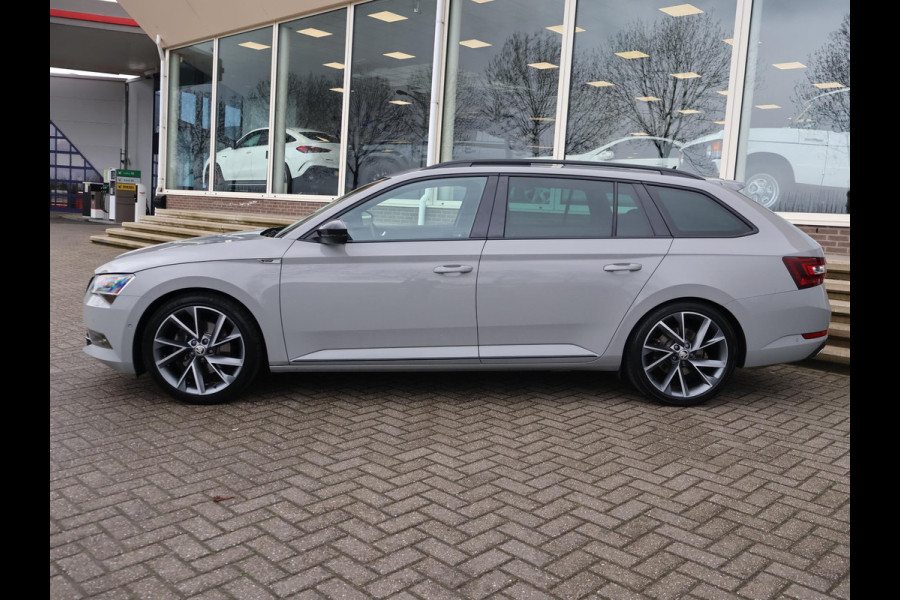 Škoda Superb Combi 1.4 TSI ACT 150 PK SPORTLINE DSG AUT. *STEEL GREY* + WEGKL. TREKHAAK | PANORAMA | 19 INCH | CANTON | ADAPTIVE CRUISE | ALCANTARA
