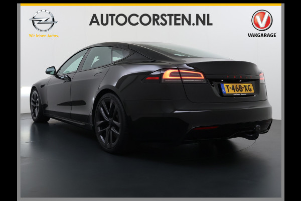 Tesla Model S 680 pk 0-100 3,1sec. Adaptive-Luchtvering FSD-4 / AutoPilot-4 Enhanced EAP ASS-Smart Summon Yoke Stuur Zelf-Parkeren / Voorrijde Long Range100kw Dual Motor  Schuifkanteldak Wi-Fi.Vb. App AEB ASR Rijstrookhulp Bordherkenning ACC ESP DodehoekDetector  Mistlampen Verwarmde-Sproeiers AWD 4 wheel Drive 1.600kg Trekvermogen Orig. NL-se auto 118.000 euro nieuw ! Fabrieksgarantie 4 jaar 80.000 en 240.000/8 jaar Accupakket!
